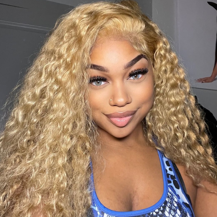 Honey Blonde Water Wave 13x4/4x4 HD Lace Frontal Wig Golden Brown Transparent Lace Human Hair Wigs Daisy Hair