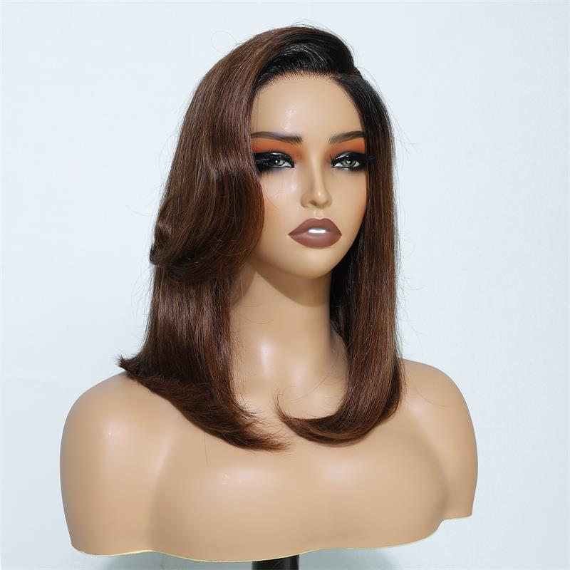 Layer Cut Ombre Brown Colored Wig Short Body Bob Wigs Wear Go Glueless C Part HD Lace Wig Daisy Hair