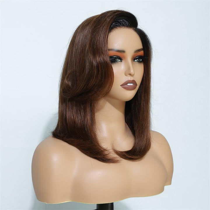 Layer Cut Ombre Brown Colored Wig Short Body Bob Wigs Wear Go Glueless C Part HD Lace Wig Daisy Hair