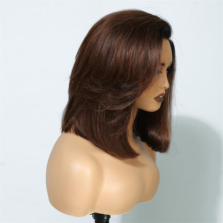 Layer Cut Ombre Brown Colored Wig Short Body Bob Wigs Wear Go Glueless C Part HD Lace Wig Daisy Hair