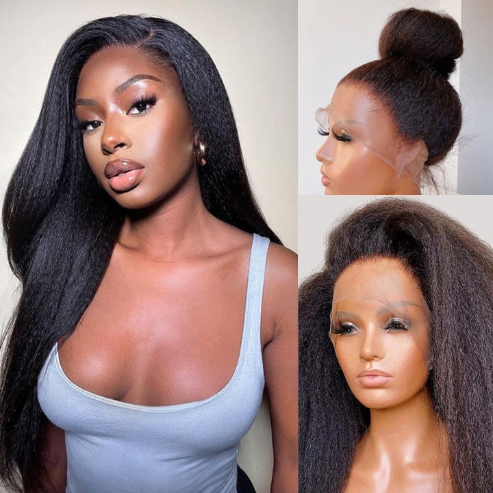 Kinky Straight Hair Wig 360 Hd Transparent Lace Front Wig Human Hair Wigs For Women Full End Glueless Brazilian Hair-Daisy Hair