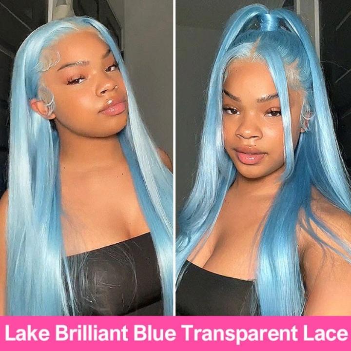 Funky Colored Wigs | Colorful Straight Transaparent Lace Wig collection Transparent HD Lace Human Hair Wigs Pre-plucked with Baby Hair 180% Density- Daisy Hair