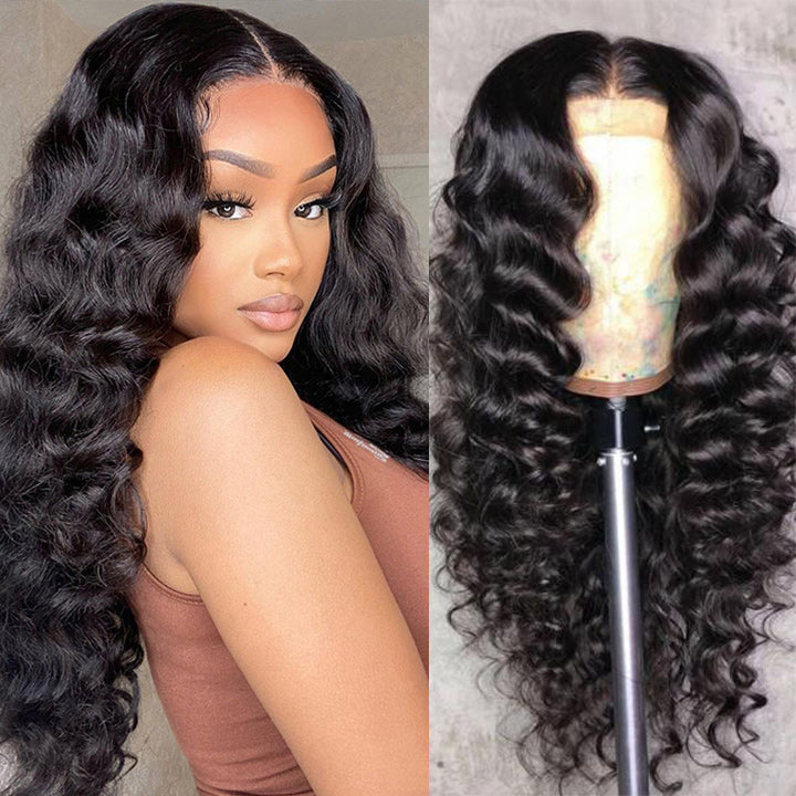 Loose Deep Wave 360 HD Transparent Lace Front Wig Pre Plucked Natural Color Human Hair Wigs Daisy Hair