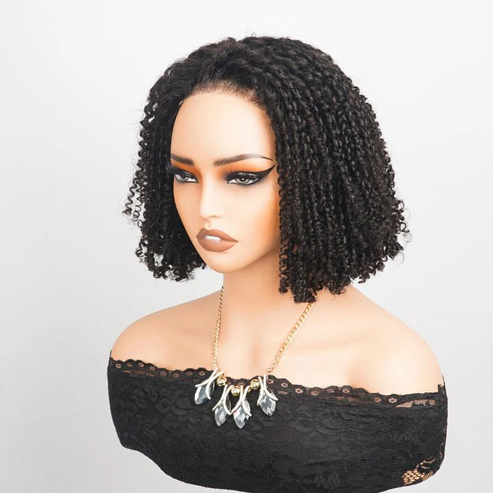 Luxury Designer Series Tight Twisted Curly Short Bob Wigs 13x4 Lace Front Human Hair Wigs Daisy Hair