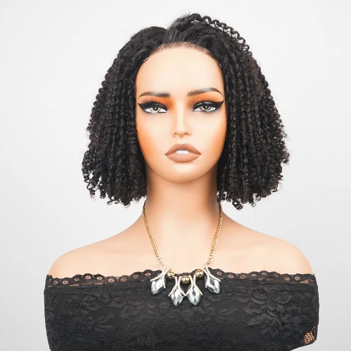 Luxury Designer Series Tight Twisted Curly Short Bob Wigs 13x4 Lace Front Human Hair Wigs Daisy Hair