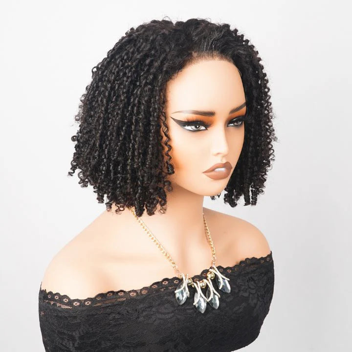 Luxury Designer Series Tight Twisted Curly Short Bob Wigs 13x4 Lace Front Human Hair Wigs Daisy Hair