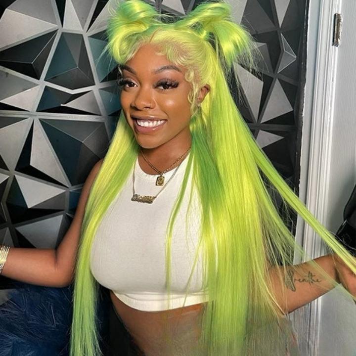 Funky Colored Wigs | Colorful Straight Transaparent Lace Wig collection Transparent HD Lace Human Hair Wigs Pre-plucked with Baby Hair 180% Density- Daisy Hair