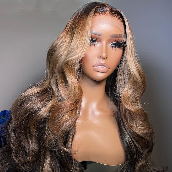 Highlight Blonde Body Wave Lace Front Wig Ombre Light Blonde Color HD Lace Human Hair Wigs Daisy Hair