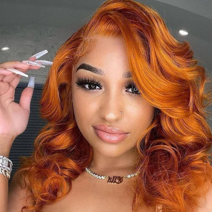Orange Ginger Wig Body Wave 13x4 HD Lace Front Wigs Pre Plucked Natural Hairline Glueless Real Human Hair Wig-Daisy Hair