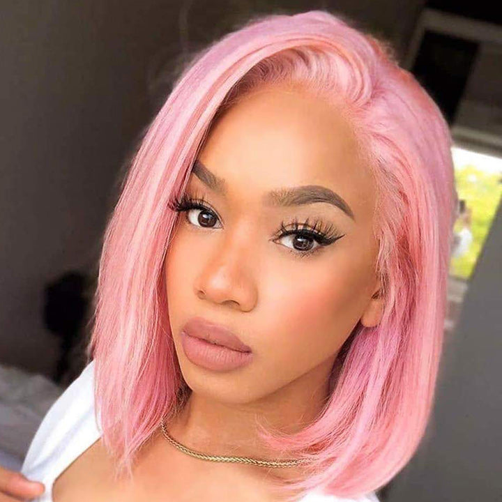 613 Blonde/Pink 13x4 Short Bob Lace Front Wig Straight Hair Undetectable Lace Wig Pre Plucked With Baby Hair Natural Hairline Glueless Wig- Daisy Hair