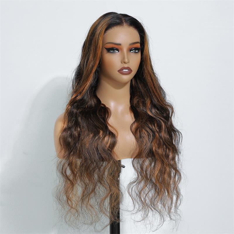 Pre Bleached Knots Highlight Brown Body Wave Wig Ombre FP1B/27 13x4 Lace Front Human Hair Wigs Daisy hair