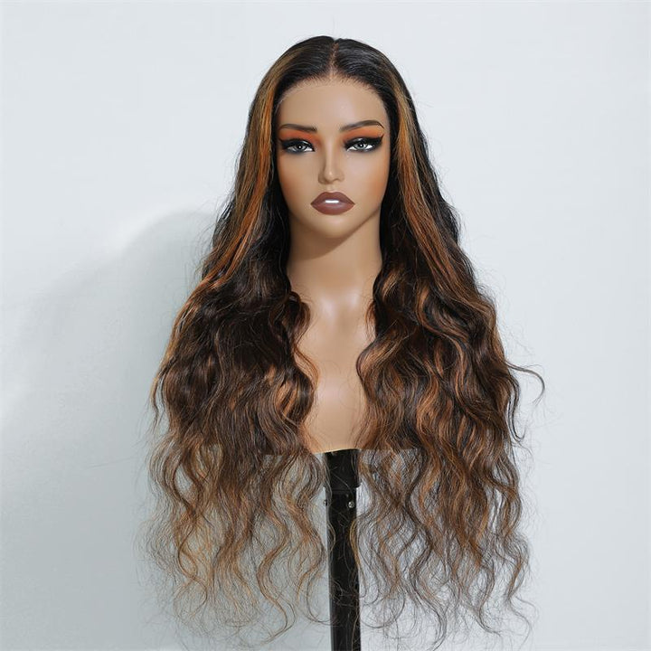 Pre Bleached Knots Highlight Brown Body Wave Wig Ombre FP1B/27 13x4 Lace Front Human Hair Wigs Daisy hair