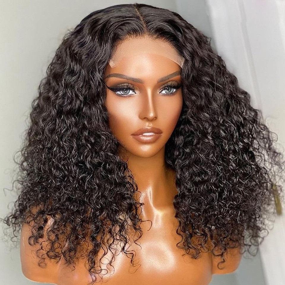 Pre Bleached Knots Short Curly Human Hair Wigs 13x4 HD Glueless Wig Pre Blucked 180% Density Daisy Hair