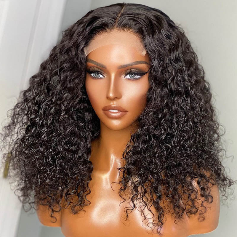 Pre Bleached Knots Short Curly Human Hair Wigs 13x4 HD Glueless Wig Pre Blucked 180% Density Daisy Hair