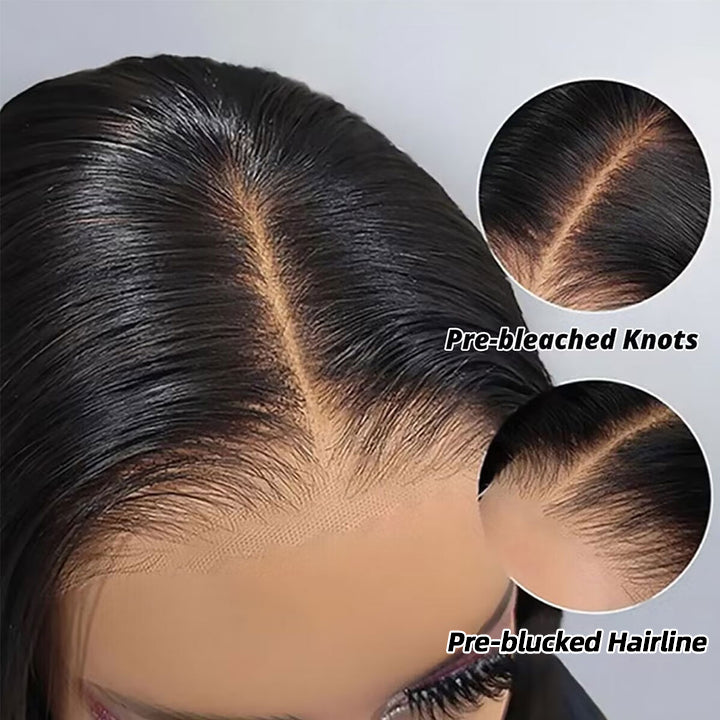 Pre Bleached 13x6 Straight Lace Front Wigs Human Hair 180% Density HD Transparent Glueless Wigs Daisy Hair