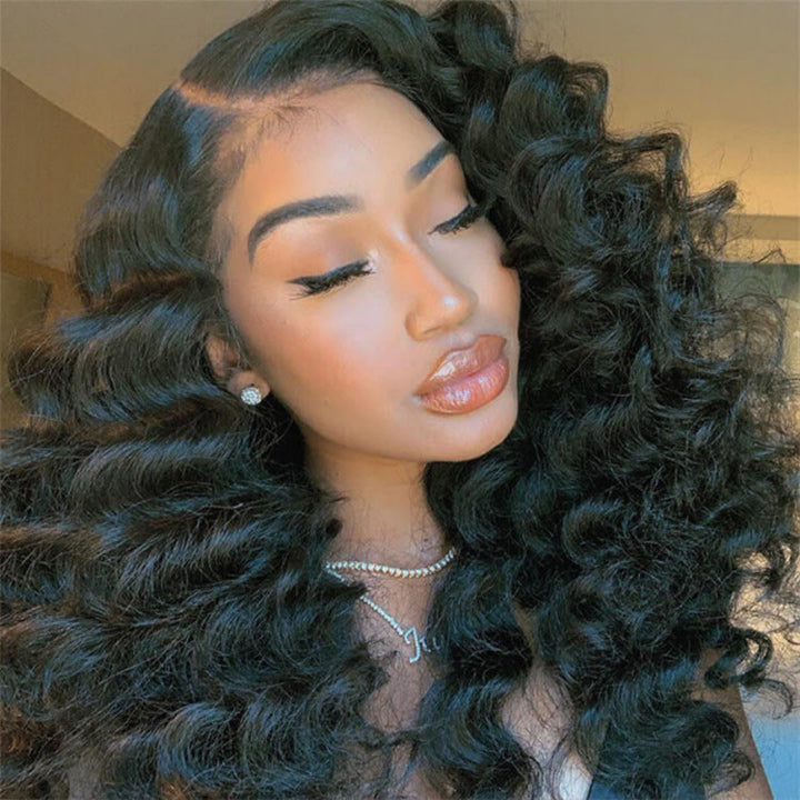 Loose Deep Wave 360 HD Transparent Lace Front Wig Pre Plucked Natural Color Human Hair Wigs Daisy Hair