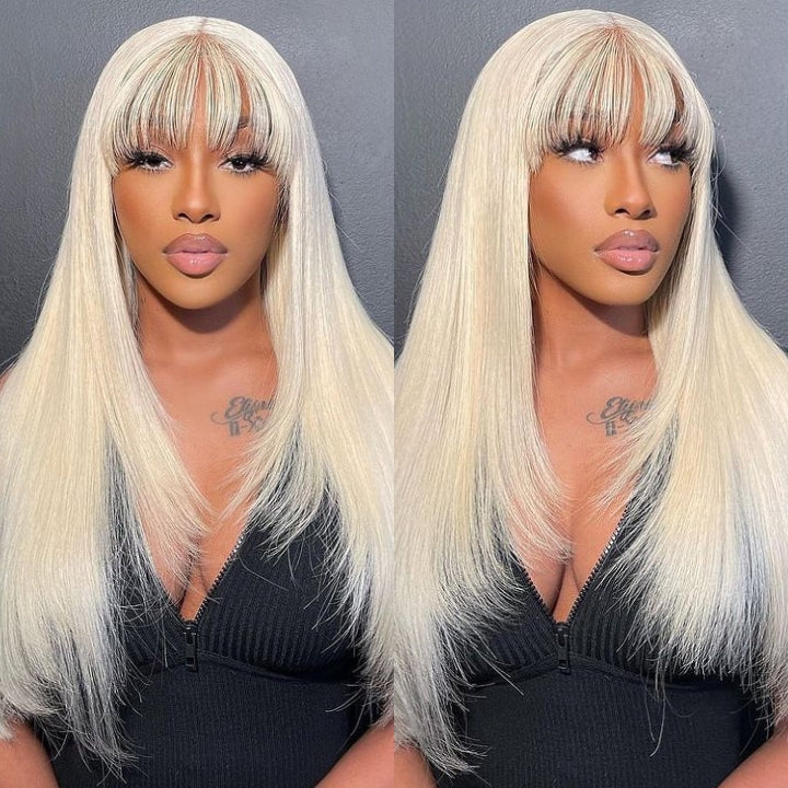 Put On&Go Layered Straight Glueless 5x5 HD Lace Wig With bangs Easy to Wear Human Hair Wigs 180% Density-Daisy Hair