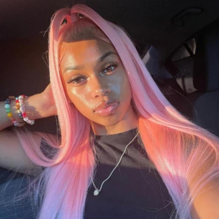 Funky Colored Wigs | Salmon Pink Color Straight/Body Wave Transparent Lace Front Color Wig Human Hair Wigs Stylish Young Cute Hairstyle 180% Density- Daisy Hair
