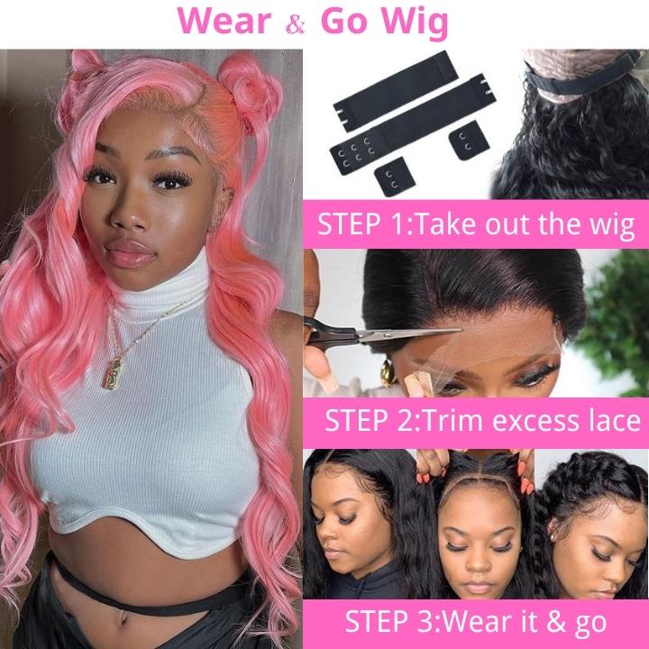Funky Colored Wigs | Salmon Pink Color Straight/Body Wave Transparent Lace Front Color Wig Human Hair Wigs Stylish Young Cute Hairstyle 180% Density- Daisy Hair