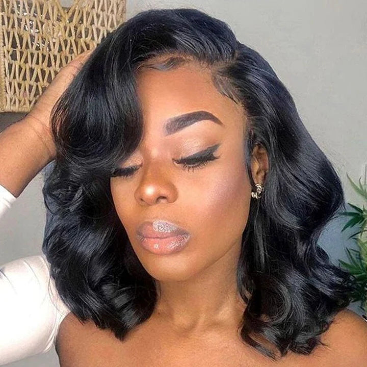 Flash Sale Short Body Wave Human Hair Wigs Glueless C-shaped Side Part Bob Wigs-Daisyhair