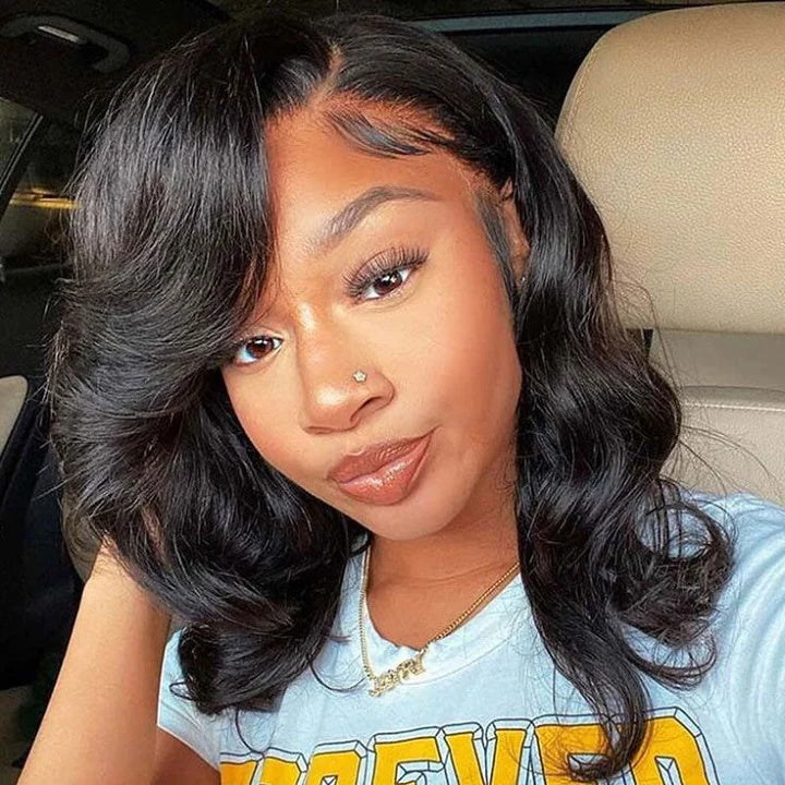 Flash Sale Short Body Wave Human Hair Wigs Glueless C-shaped Side Part Bob Wigs-Daisyhair