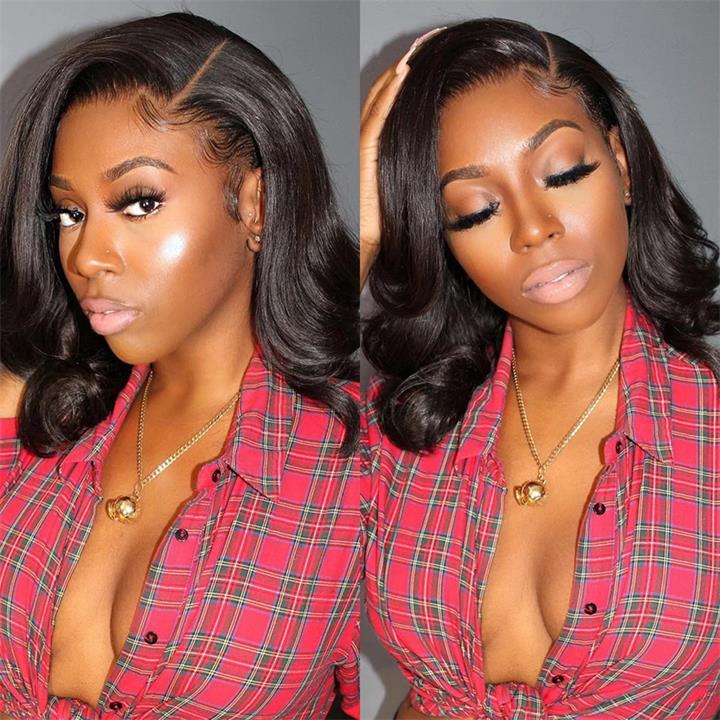 Flash Sale Short Body Wave Human Hair Wigs Glueless C-shaped Side Part Bob Wigs-Daisyhair