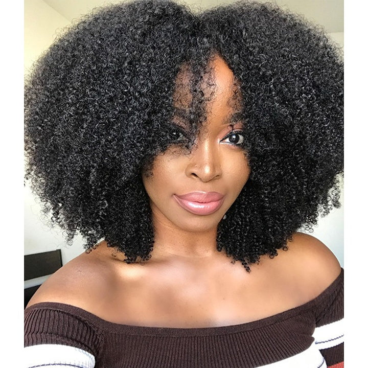 Short Kinky Curly Wigs for Black Women Black Curly Lace Front Wigs Human Hair Pre Plucked 180% Density - Daisy Hair