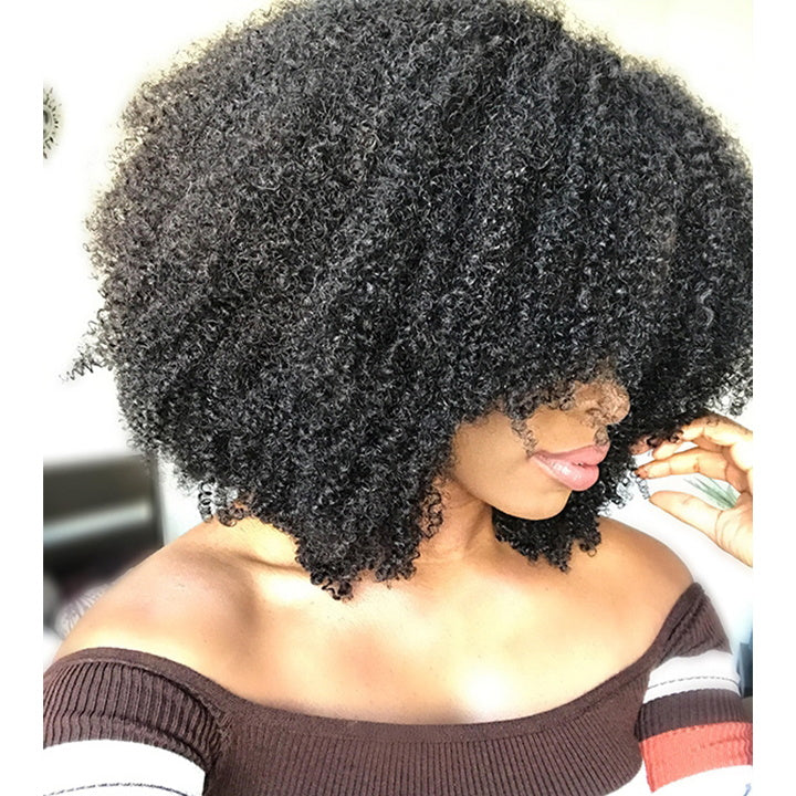 Short Kinky Curly Wigs for Black Women Black Curly Lace Front Wigs Human Hair Pre Plucked 180% Density - Daisy Hair