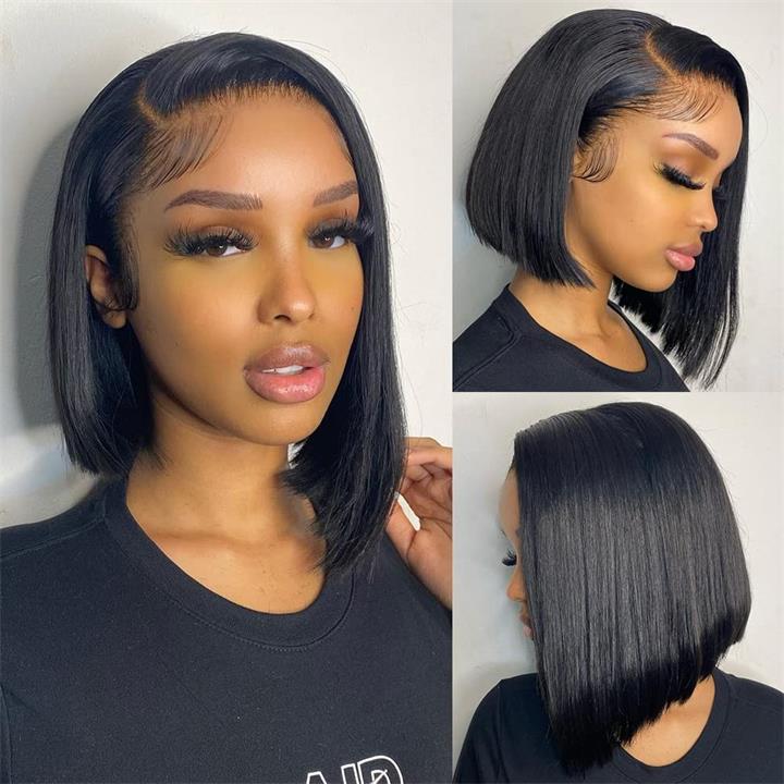 Flash Sale Short Straight Human Hair Wigs Glueless C-shaped Side Part Bob Wigs-Daisy Hair