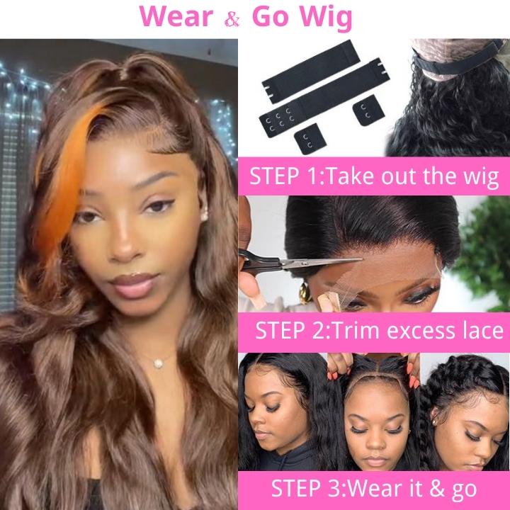 Money Piece Ginger Body Wave HD Transparent Lace Front Wigs Glueless Skunk Stripe Orange Human Hair Wigs- Daisy Hair