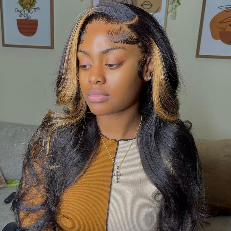 Skunk Striped Wig Natural Body Wave Hairstyle HD Lace Wig Pre drawn Natural Hairline Real Human Hair Wig- Daisy Hair