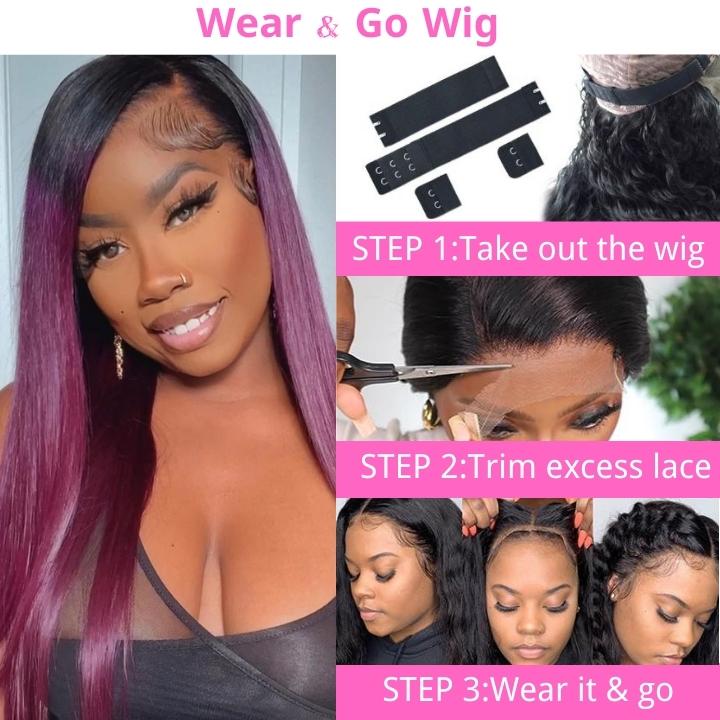 Funky Colored Wigs | Smokey Deep Purple 13x4 Lace Front Straight Wig With Black Roots Ombre Colored HD Lace Human Hair Wigs-Daisy Hair