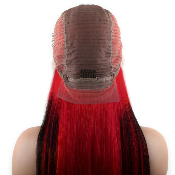 Sparkle Red Roots Long Straight Front Lace Wigs Colored Bone Straight Human Hair Wigs Daisy Hair