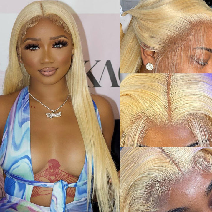 Straight Hair 613 Blonde Frontal Wig 13x4 HD Lace Front Human Hair Wigs Pre Plucked Hairline- Daisy Hair