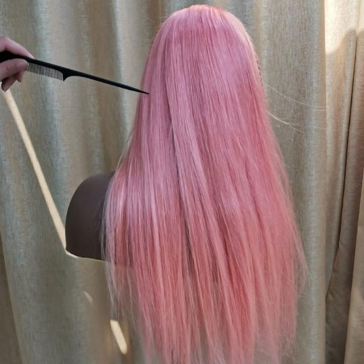 Funky Colored Wigs | Highlight Pink With 613 Blonde Transparent Lace Front Wig Straight Highlights Trendy Color Human Hair Wigs- Daisy Hair