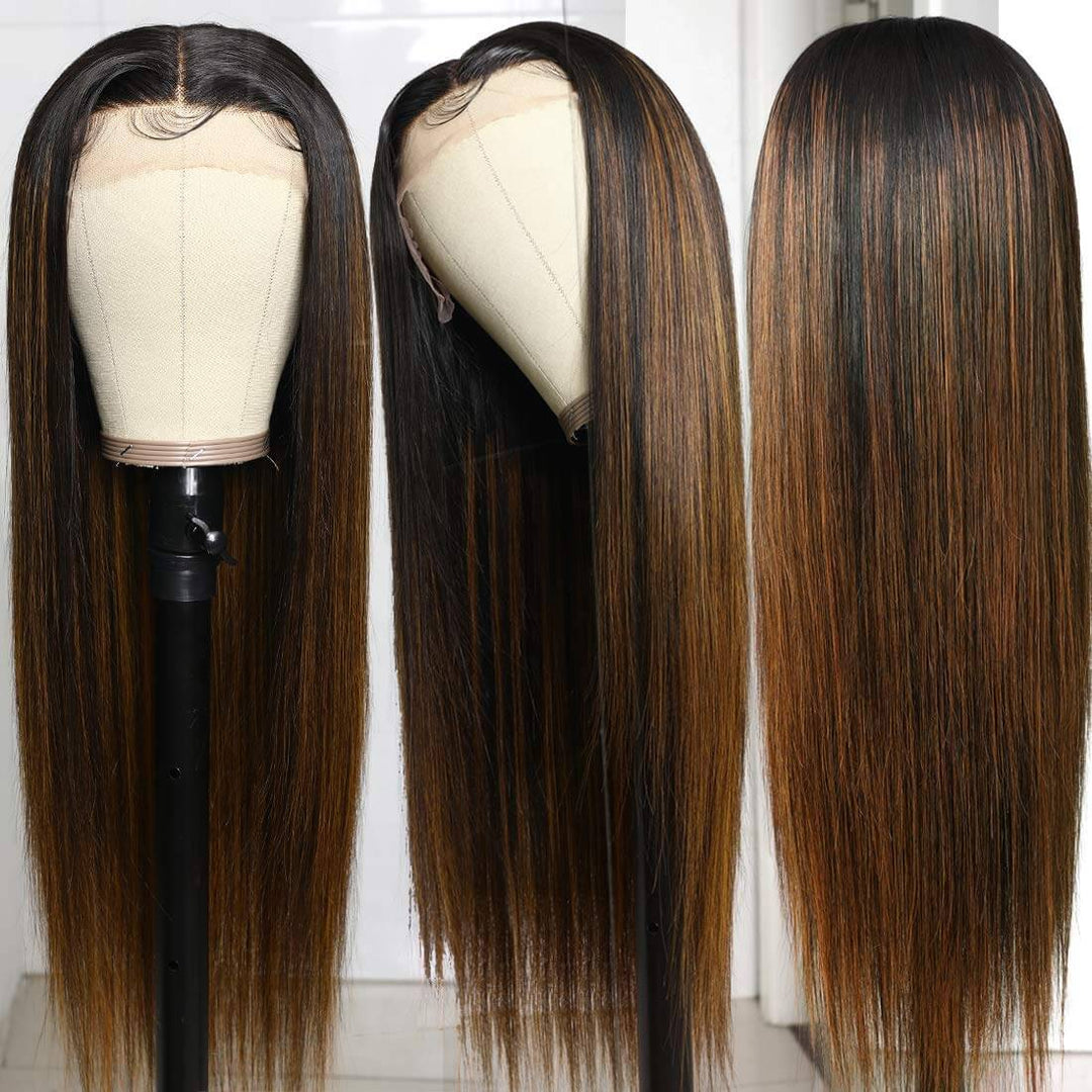 Balayage Blonde Highlight 4x4/13x4 Hd Lace Wig Straight/Body Wave Human Hair Wigs With Brown Highlights-Daisy Hair