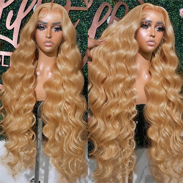 Glueless Honey Blonde Body Wave Lace Front Wig 13X4 HD Lace Front Wigs Human Hair 180 Density Daisy Hair