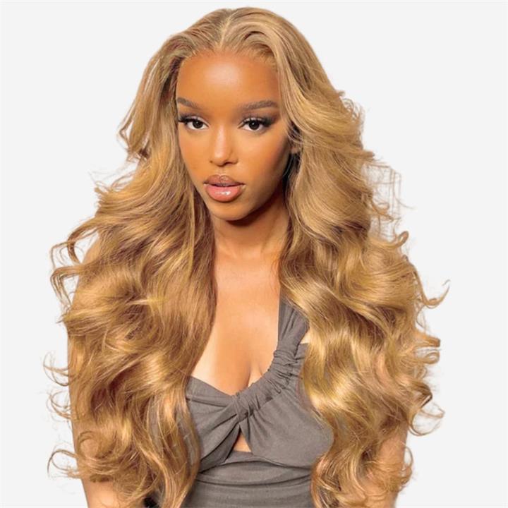 Glueless Honey Blonde Body Wave Lace Front Wig 13X4 HD Lace Front Wigs Human Hair 180 Density Daisy Hair