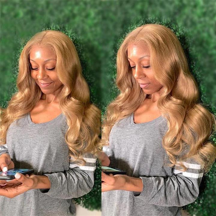 Glueless Honey Blonde Body Wave Lace Front Wig 13X4 HD Lace Front Wigs Human Hair 180 Density Daisy Hair