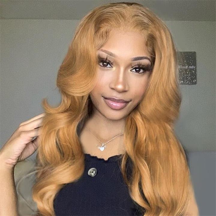 Glueless Honey Blonde Body Wave Lace Front Wig 13X4 HD Lace Front Wigs Human Hair 180 Density Daisy Hair