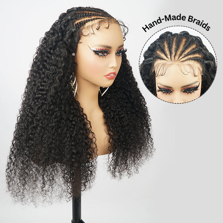 Ready And Go Glueless Pre Braided Wig Burmese Curl 7x5 Pre Cut Lace Human Hair Wigs Braided Lace Front Wigs Daisy Hair