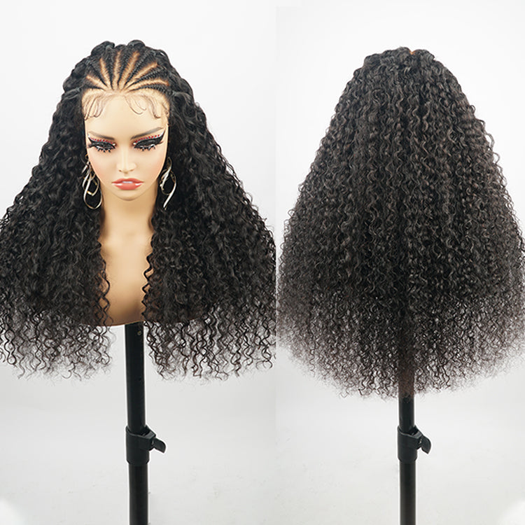 Ready And Go Glueless Pre Braided Wig Burmese Curl 7x5 Pre Cut Lace Human Hair Wigs Braided Lace Front Wigs Daisy Hair