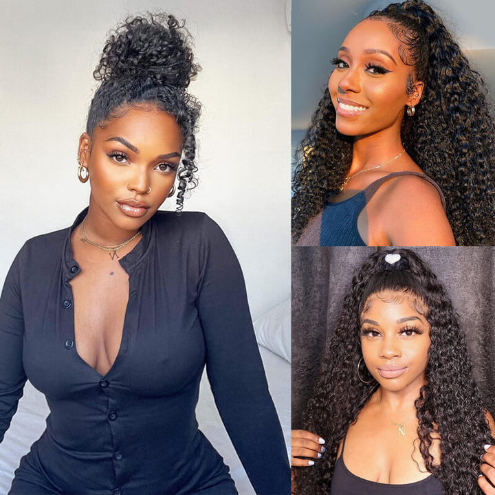 Black Curly Hair 360 Lace Front Wigs 100% Real Human Hair Wig Pre Plucked With Baby Hair-Daisy Hair