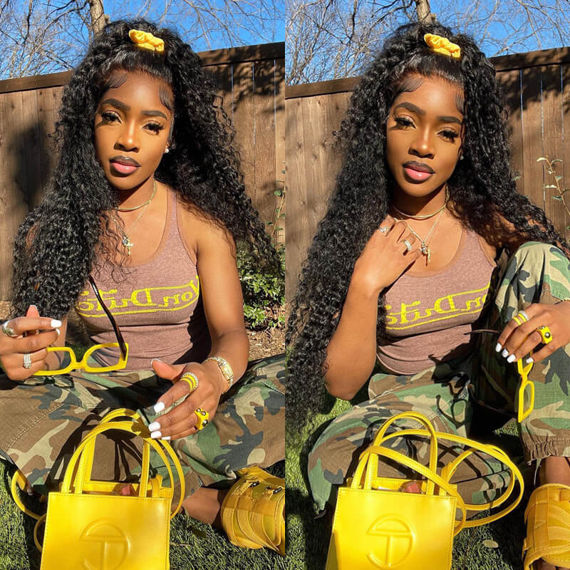 Black Curly Hair 360 Lace Front Wigs 100% Real Human Hair Wig Pre Plucked With Baby Hair-Daisy Hair