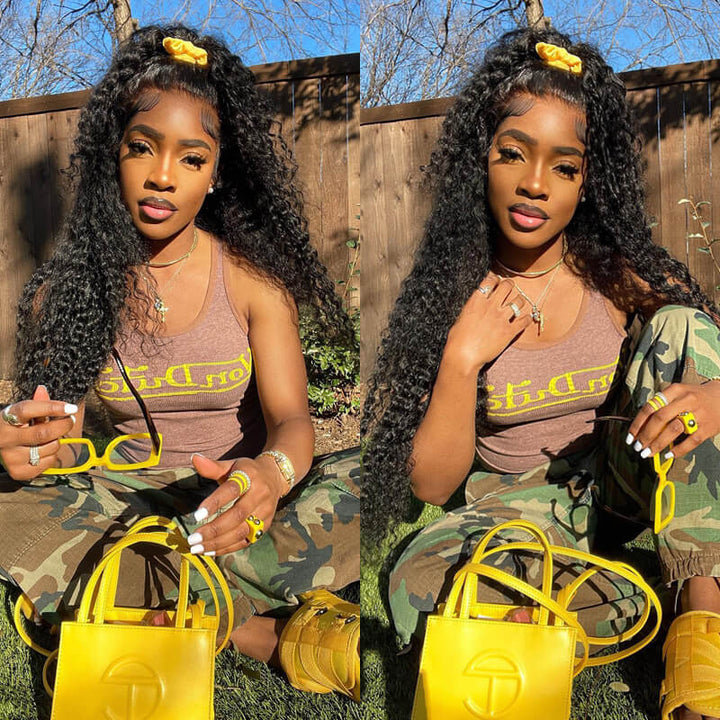 Black Curly Hair 360 Lace Front Wigs 100% Real Human Hair Wig Pre Plucked With Baby Hair-Daisy Hair