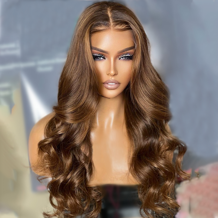 13x4 Lace Front Body Wave Brown Wig Glueless HD Lace Human Hair Wigs Preplucked Long Wigs Daisy Hair