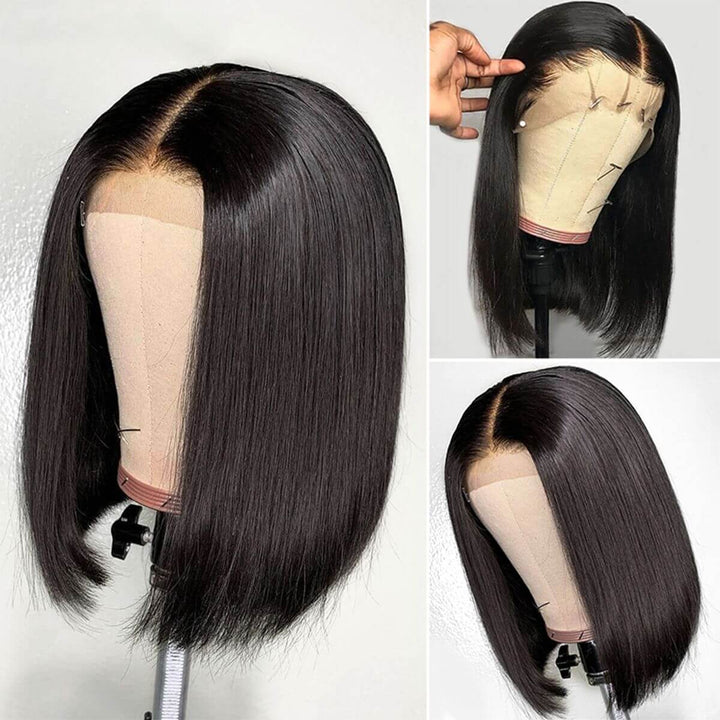 Short Straight Hair Bob Wig Pre Plucked 4x4 HD Lace Closure Human Hair Bob Wigs-Daisy Hair