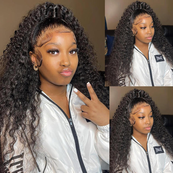 Black Curly Hair 360 Lace Front Wigs 100% Real Human Hair Wig Pre Plucked With Baby Hair-Daisy Hair