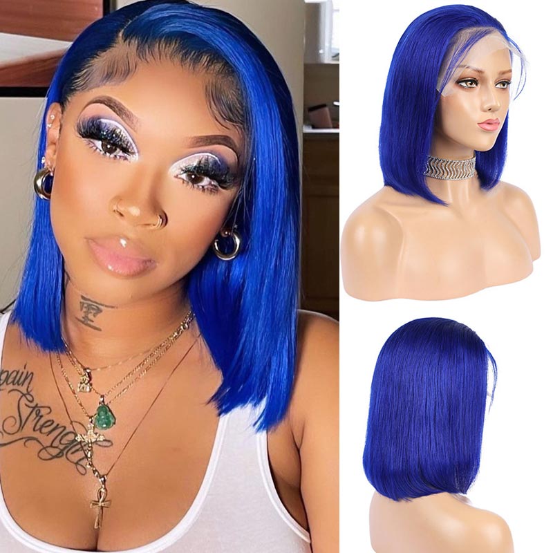 Ginger/Klein Blue/99J Burgundy/Pink HD Lace Wig Long Short Bob Straight Hair Wig 10-16 Inch 13x4 Lace Front Wig 4x4 Closure Human Hair Wig-	Daisy Hair