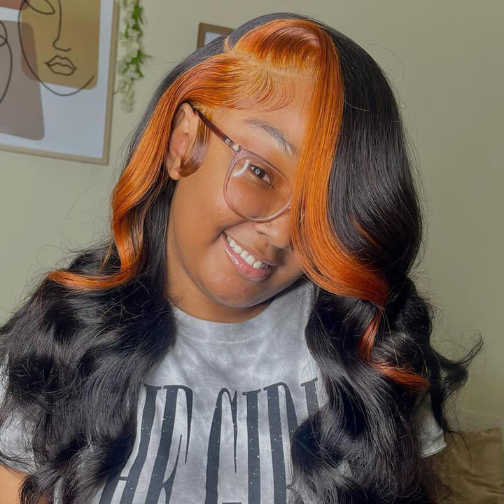Skunk Striped Wig Natural Body Wave Hairstyle HD Lace Wig Pre drawn Natural Hairline Real Human Hair Wig- Daisy Hair
